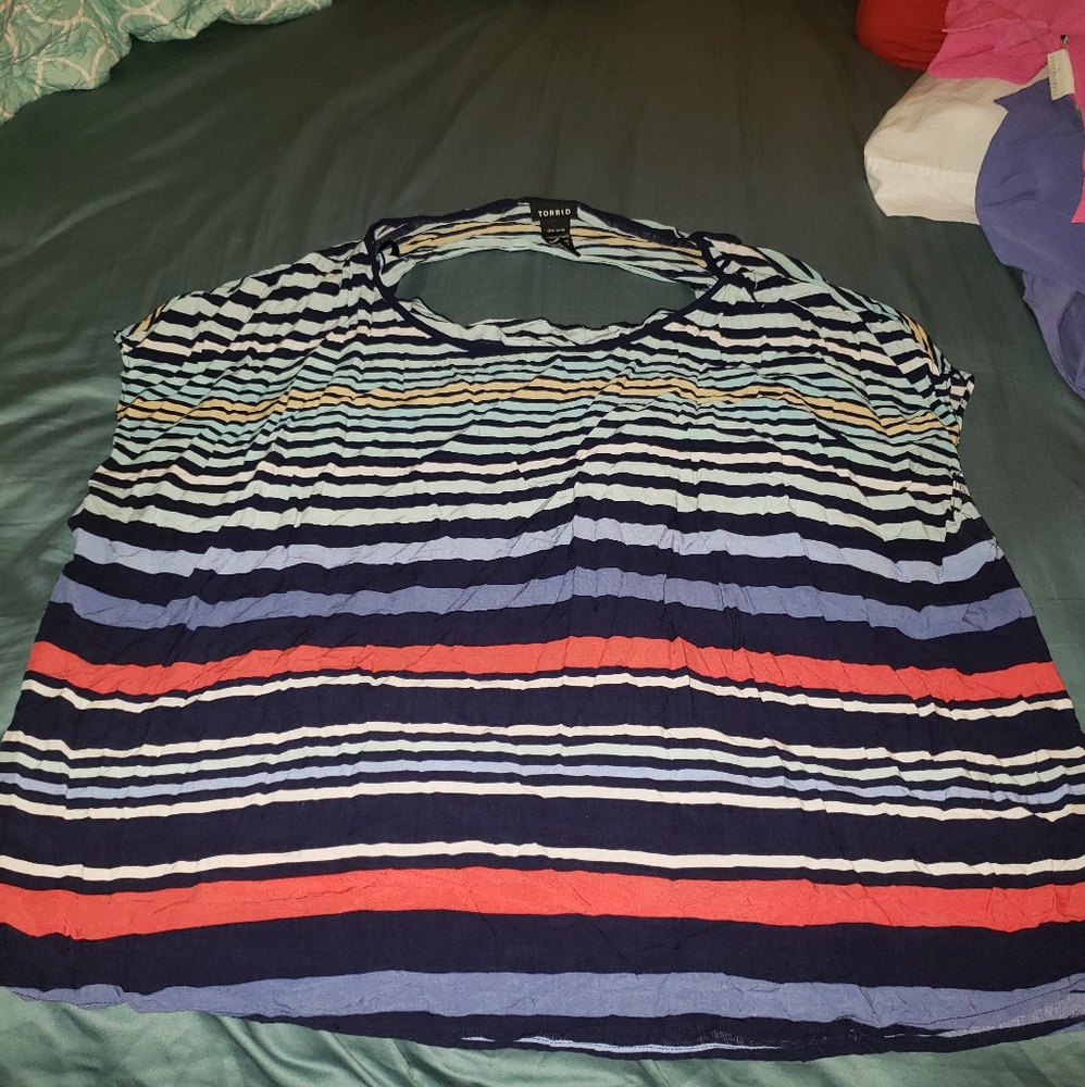 Torrid stripped top with opening in back